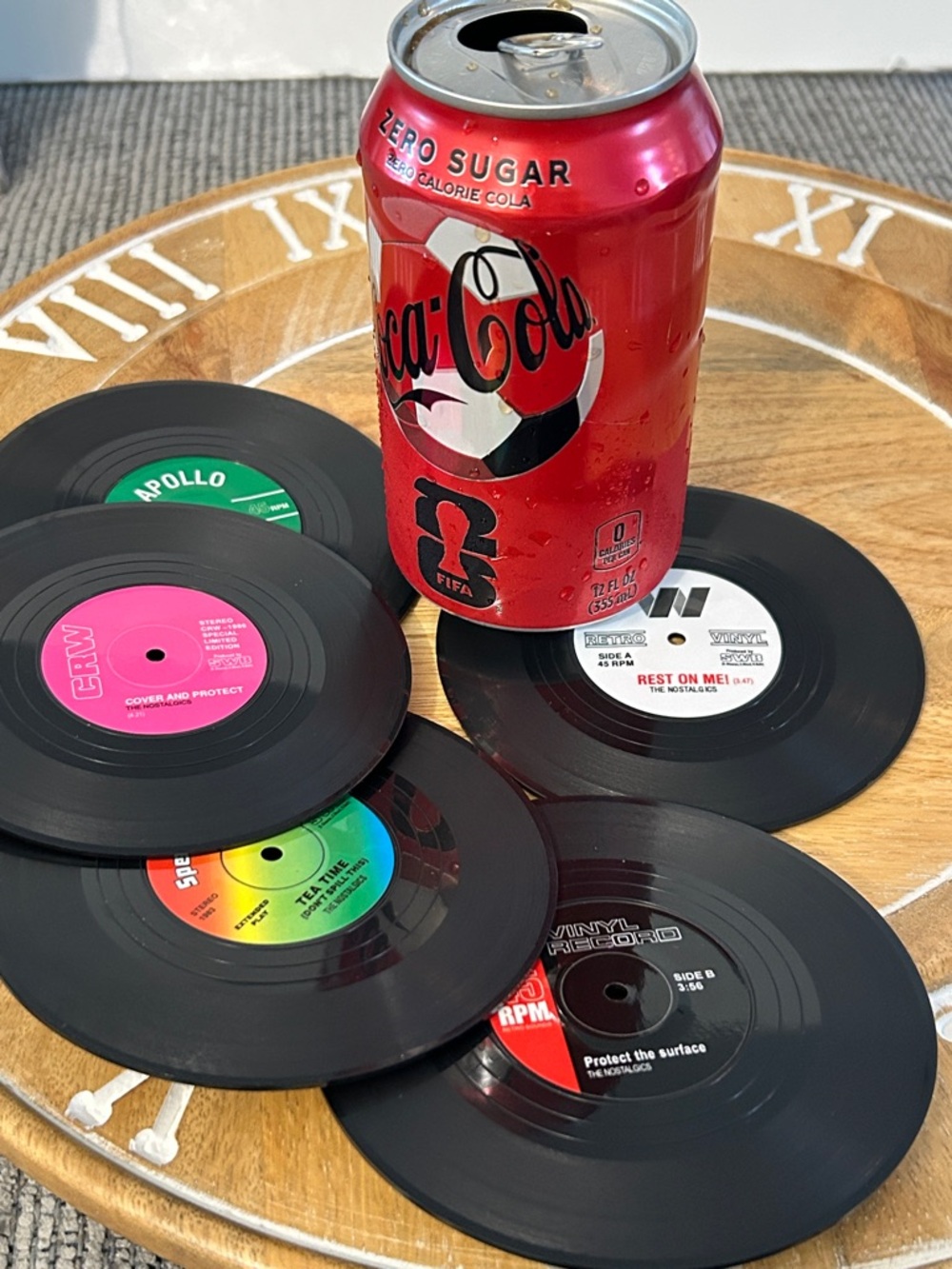 Mini Record Coaster Set NEW protect the Surface, Rest on Me “song” titles